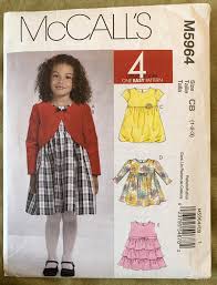 Buy Mccall's Pattern M5964, Toddler'/girls' Lined Shrug and Dresses, 4  Great Looks, CUT, Size CB 1-2-3 or CF 4-5-6 Online in India