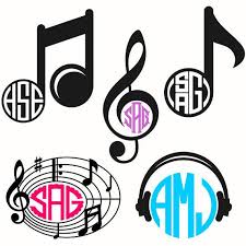 Music Notes Monogram Cuttable Svg Design Pack Cricut Monogram Monogram Fonts Monogram Decal