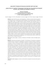 Unduh silabus bahasa inggris sd/mi kelas 1. Pdf Analisis Standar Isi Bahasa Inggris Smp Dan Sma