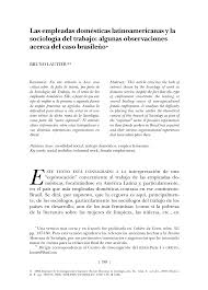 Las empleadas domésticas latinoamericanas y la sociología del trabajo:  algunas observaciones acerca del caso brasileño*