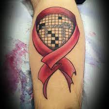 Photo By Staycooltattoo On Instagram Breastcancer Cancerribbontattoo Had To Put His Grandma S Crossword Puz Cancer Ribbon Tattoos Cancer Ribbon Tattoos