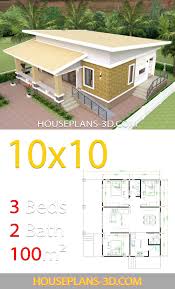 House Design Plans 10x10 With 3 Bedrooms Full Interior House Plans 3d In 2020 House Plans Village House Design House Plan Gallery
