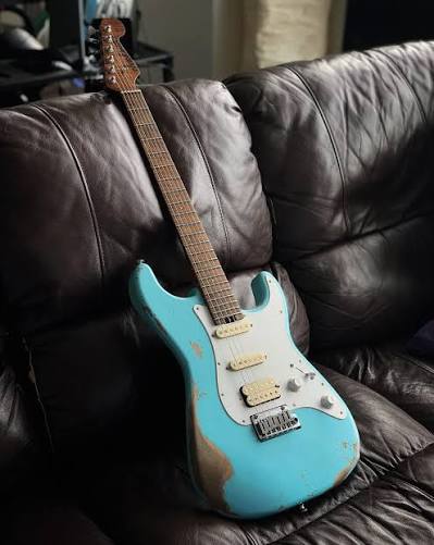 My @officialjacksonguitars Signature Custom Shop Heavy Relic Strat in  Daphne Blue, Masterbuilt by Red Dave. This might actually currently be my  favorite guitar I have ever owned. It has a @bareknuck