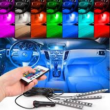 Tsv 4pcs 36 Led Multi Color Car Interior Lights Under Dash Lighting Waterproof Kit With Multi Mode Change And Wireless Remote Control Car Charger Included Dc 12v Walmart Com Walmart Com