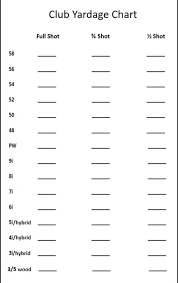 Club Distance Chart Yardage Book Golf Clubs Chart Club