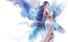 Hd Wallpaper Elegant Girl With Long Blue Hair Fantasy Anime Wallpapers For Desktop 5120 3200 Wallpaper Flare Uchiha sasuke and naruto uzumaki wallpaper, anime, sasuke uchiha.