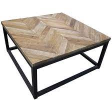 Herringbone hairpin coffee table tutorial. Coffee Table Rustic Industrial Timber Herringbone Top Square 800mm Wide