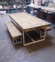 Industrial Chic Custom Indoor Outdoor Sleeper Timber Dining Etsy Industrial Dining Table Steel Dining Table Timber Dining Table