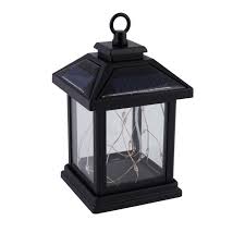 allen + roth 4-in x 6.6-in Black Metal Solar Outdoor Decorative Lantern