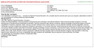 Teacher Physical Education Application Letter