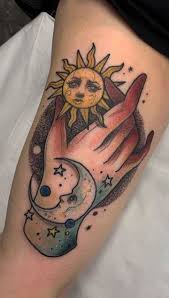 This isn't good vs evil, it's masculine and feminine, cooperation not conflict. Sun Moon Tattoos What S Their Meaning Plus Photos