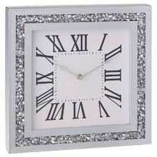 3d large diamante beaded crystal jeweled sunburst wall clock living room kitchen. Mode Large Square Silver Glitter Wall Clock Diamante Buy Online In Turkey At Turkey Desertcart Com Productid 123191989