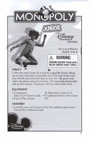 Players collect rent from their opponents, with the goal being to drive them into bankruptcy. Monopoly Jr Disney Channel Edition Instructions