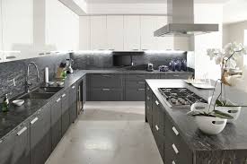 Grey White Grey Wood Grain Cabinets Clean Lines Grey Kitchen Designs Modern Grey Kitchen Interior Design Kitchen