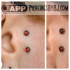 Piercingsbyaj Healed 16g Vertical Tragus Surface Piercing Sideburn Surface Piercing With 3mm Prong Set Dark Piercing Surface Piercing Tragus Surface Piercing