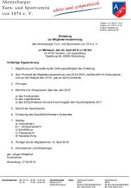 Maybe you would like to learn more about one of these? Einladung Zur Mitgliederversammlung 2019 Ahrensburger Tsv V 1874 E V