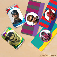 Cut the image to size. Free Printable Avengers Mini Candy Bar Wrappers