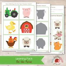On The Farm Learning Pack Lotto Game And Shadow Match Jpg 570 570 Pixels Farm Preschool Preschool Activities Farm Animals Activities