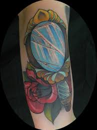 #vintage #vintagetattoo #mirror #frame #linework. Hand Mirror By James Dean Tattoonow