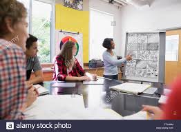 High School Students Watching Teacher Flip Chart Classroom