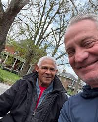 Made a new friend today. I asked his permission to share this post. The  weather was finally warm enough for me to walk and review my message. I  decided to walk downtown