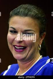 Assistant district attorney Freda Black smiles during a press conference  Friday, Oct. 10, 2003, in the Durham County Judicial Building in Durham,  N.C., after Michael Peterson was convicted of first degree murder