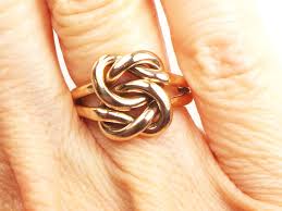 Vintage 14k Rose Gold Lovers Knot Ring Love Knot Ring Double Etsy In 2020 Love Knot Ring Knot Ring Right Hand Rings