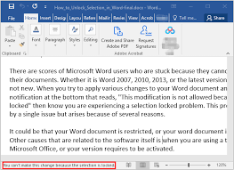The exact process varies depending on the office version you have. How To Unlock Selection In Word 2003 2019
