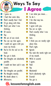 Ways To Say I Agree English Phrases Examples I Guess So I Had That Same Idea That S Exactly English Learning Spoken English Phrases English Vocabulary Words