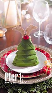 Make Your Christmas Dinner Guests Feel Extra Special With A Noel Napkin On Each Plate It S Video Christmas Tree Napkins Christmas Tree Napkin Fold Christmas Napkins