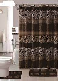 Af 18 Piece Bath Rug Set Leopard Brown Bathroom Rugs Zebra Shower Curtain Mat Rings Towel Set Animal Cof Brown Bathroom Rugs Bathroom Rugs Bathroom Decor Sets