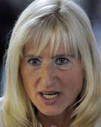 Christa Mueller Wife of Party Chairman Oskar Lafontaine talks to delegates  during the party