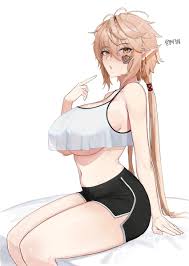 dolphin shorts, open mouth, buff bard, black shorts, eyebrows visible  through hair - Anime R34