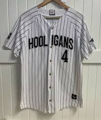 Black And White Striped Baseball Jersey In4mation Hooligans Baseball Jersey Mens Sz M Medium Striped Black And White In4mation Bas Striped Baseball Jersey Striped Long Sleeve Shirt Baseball Jerseys