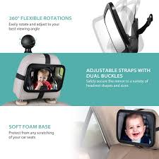 Omorc Baby Back Seat Mirror View Rear Facing Infant In Backseat 360a Free Rotations Adjustable Convex Shatterproof Large V Car Seats Seating Baby Car Seats