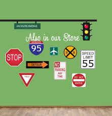 Road Signs Wall Decal Reusable Wall Decal Street Signs Etsy Wall Signs Wall Decals Kids Wall Decals