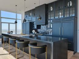 Kitchen designs across a collection modern kitchen island ideas design ideas and efficient. Calvin Leather Bar Stool Interior Design Kitchen Contemporary Kitchen Contemporary Black Kitchen
