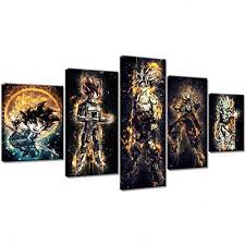 5 panels multi canvas framed or unframed art dragon ball z. 5 Piece Canvas Wall Art Paintings Mural Dragon Ball Z Wall Art Canvas Painting Super Saiyan Goku Vegeta Character Anime Poster 5 Piece Picture For Room Home Decoration Slwluo Buy Online In