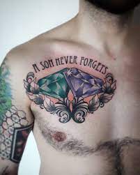 The meaning is ambiguous, but the tattoo must have a special symbolism to the wearer since it is applied to the chest. 75 Mind Blowing Diamond Tattoos And Their Meaning Authoritytattoo