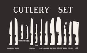The boning knife, as its name suggests, is used for separating meat from the bone, fileting fish, and cutting up meat. Set Flat Icons Of Kitchen Knives With Signature Names Vector Isolated On White Background Royalty Free Vector Graphics
