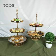 Tiered serving tray, galvanized tiered tray tiered serving stand, rustic metal tray for cupcake, dessert, fruit, perfect for party, for indoor or outdoor use, for home décor in , 2.1 h x 16.9 w x 16.9 d. Acrylic Mirror Wedding 2 3 Tier Cupcake Display Gold Or Silver Metal Cake Stand Stands Aliexpress