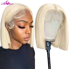613 Human Hair Wig Short Bob Style Bright Blue Lace Front Wig For Women  Brazilian Baby Hair Transparent Lace Lightweight For Daily Use From  Wigsstore7777, $54.89