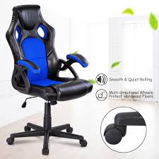 Giantex Gaming Executive Office Chair Reclining High Back Bucket Seat Pu Leather Racing Computer Desk Chair Blue For More Executive Office Chair Racing Chair