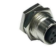 M12 Circular Metric Connector, A Code, Metal, 4a, 04 Pins, Female  Connector, Female Contact, Hexagonal, Pg9, Screw Thread, Solder,  Receptacle, Front ...