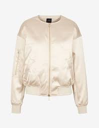 Armani Exchange Stretch Satin Bomber Jacket Blouson Jacket For Women A X Online Store Satin Bomber Jacket Bomber Jacket Jackets For Women
