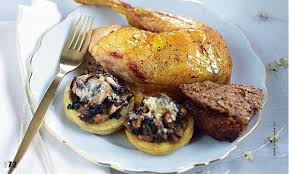 Chapon Farci Roti Fonds D Artichauts Et Champignons Artichaut Artichauts Farcis Cuisine Et Vin