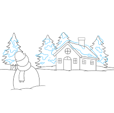 How To Draw A Winter Scenery Really Easy Drawing Tutorial Winter Scenery Drawing Scenery Winter Drawings