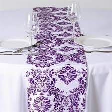 12 X108 Purple Taffeta Damask Flocking Table Runner In 2020 High Top Tables Purple Table Table Runners