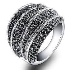 Osez l'originalité avec une bague large plaqué or ou argent. Mytysun Bague Pour Femme En Acier Inoxydable Swarovski Elements Marcassite Bagues De Declaration Pour Dames Femmes