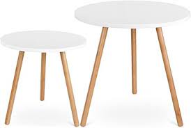 Get 5% in rewards with club o! Homfa 2 X Side Tables White Set Coffee Table Round Living Room Table Wood High Gloss